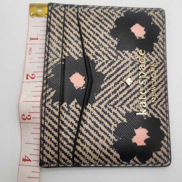 Kate Spade Winter Blooms Slim Credit Card Wallet Floral 4 Slots Middle Pocket - Picture 4 of 5